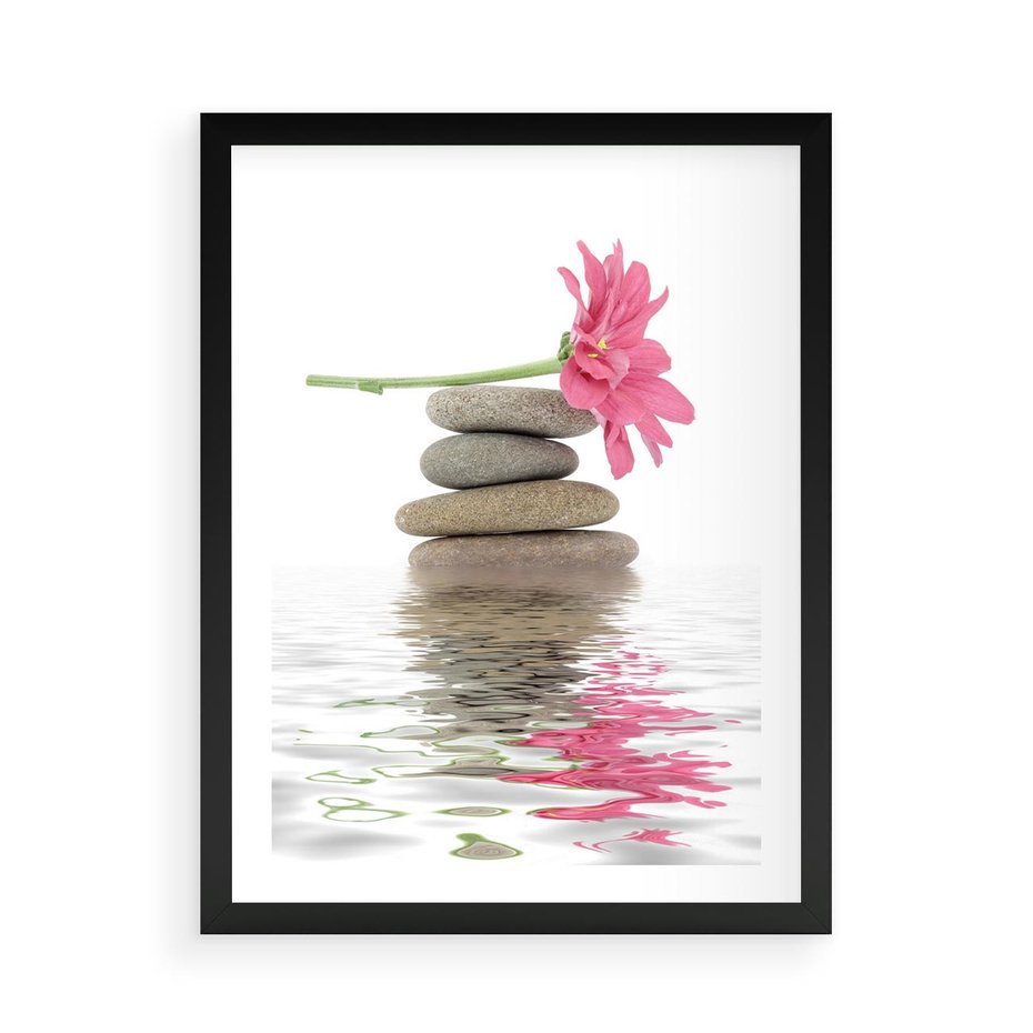 Plakat w ramie 50x70 - Kwiatowe japońskie spa - japońskie, spa - rama czarna