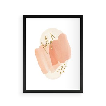 Plakat w ramie 30x40 - Rozbijające Plamy - abstrakcyjne akwarelowe plamy, minimalizm - rama czarna