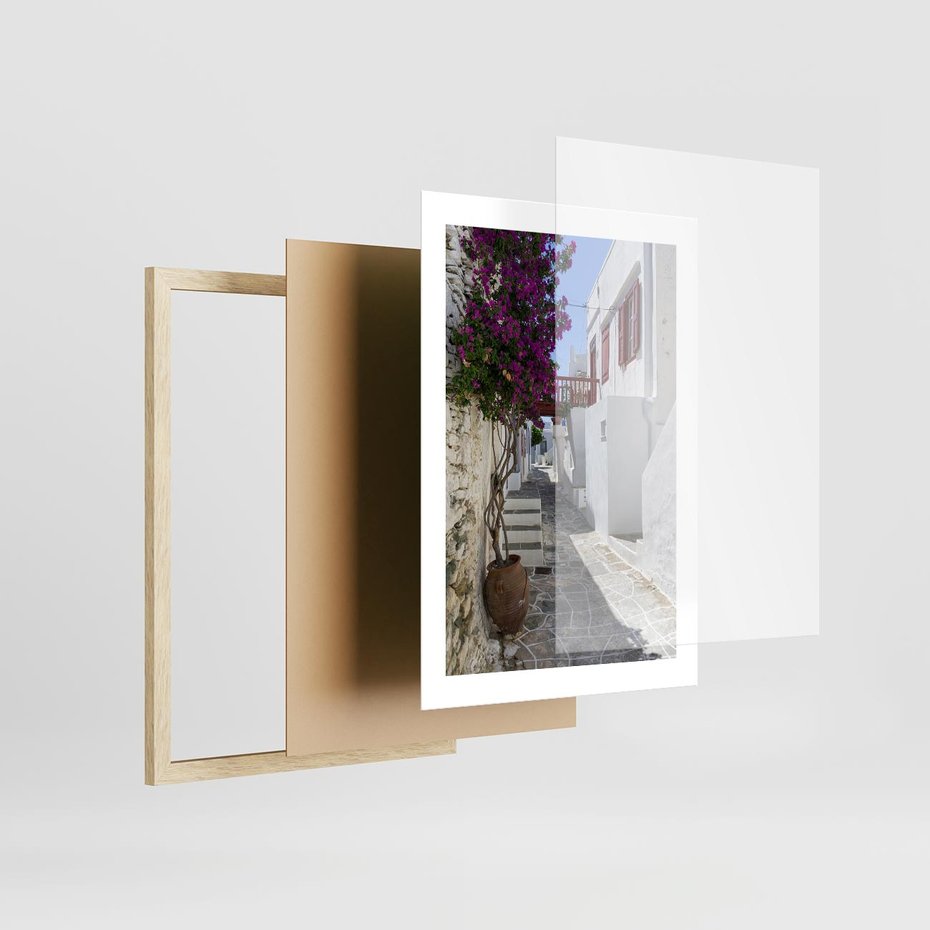 Plakat w ramie 30x40 - Perspektywiczna Uliczka: Miejski Labirynt - uliczka, perspektywa - rama drewno