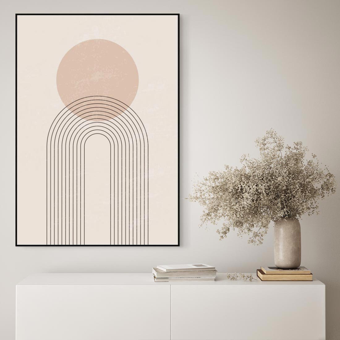 Obraz w ramie 70x100 - Konturem Zdefiniowane - boho plakat, minimalizm - rama czarna