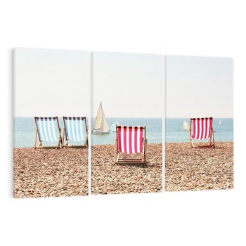 Obraz na płótnie 120x80 - Letnia retro bajka - fotografia, pasiaste leżaki