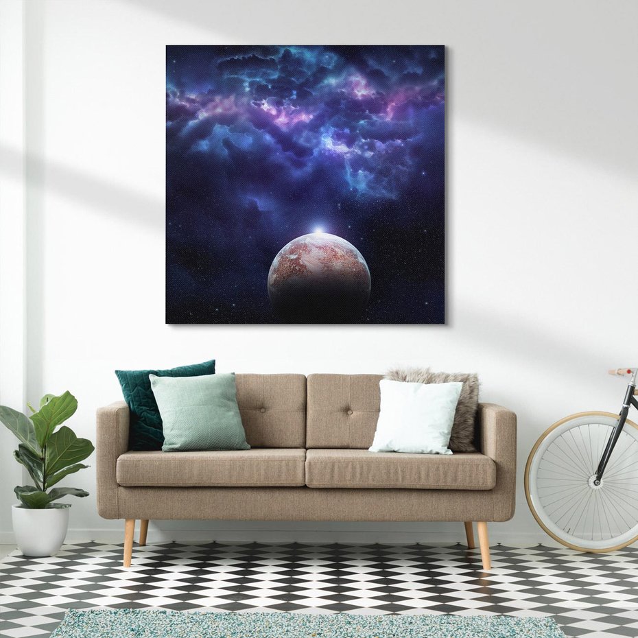 Obraz na płótnie 40x40 - Kosmos - Ziemia i Księżyc - kosmos, ziemia