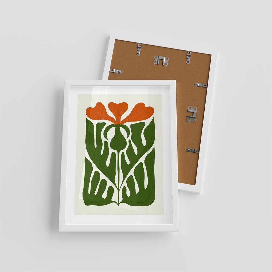 Plakat w ramie 30x40 - Minimalistyczny Urok Kwiatu - kwiat, sztuka nowoczesna - rama biała