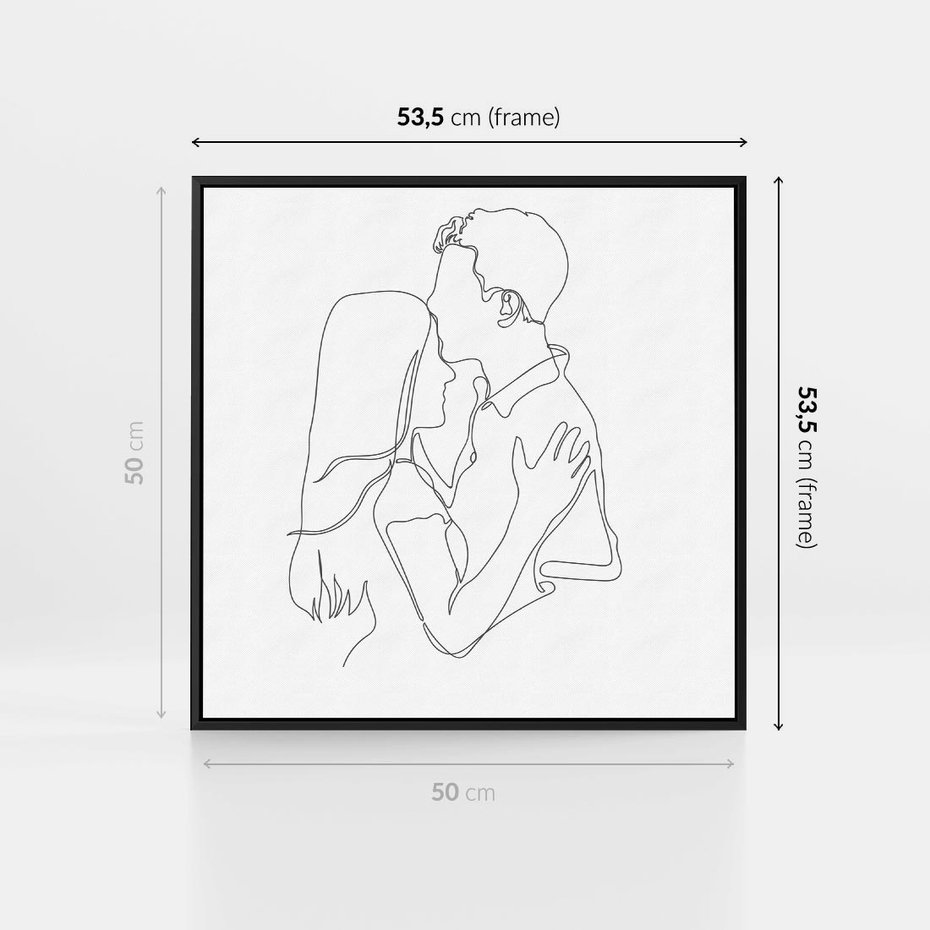 Obraz w ramie 50x50 - Bezgraniczne Przenikanie - para zakochanych, kobieta i mężczyzna - rama czarna