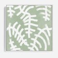 Obraz w ramie 50x50 - Oaza Zieleni - zielona abstrakcja, zgaszona zieleń - rama biała