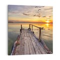 Obraz na płótnie 50x50 - Zachód Słońca na Pomostcie - zachód, słońca