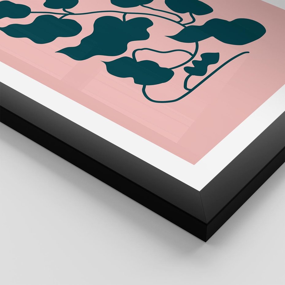 Plakat w ramie 40x50 - Kształty Nieznanego Świata - abstrakcyjne liście, boho styl - rama czarna