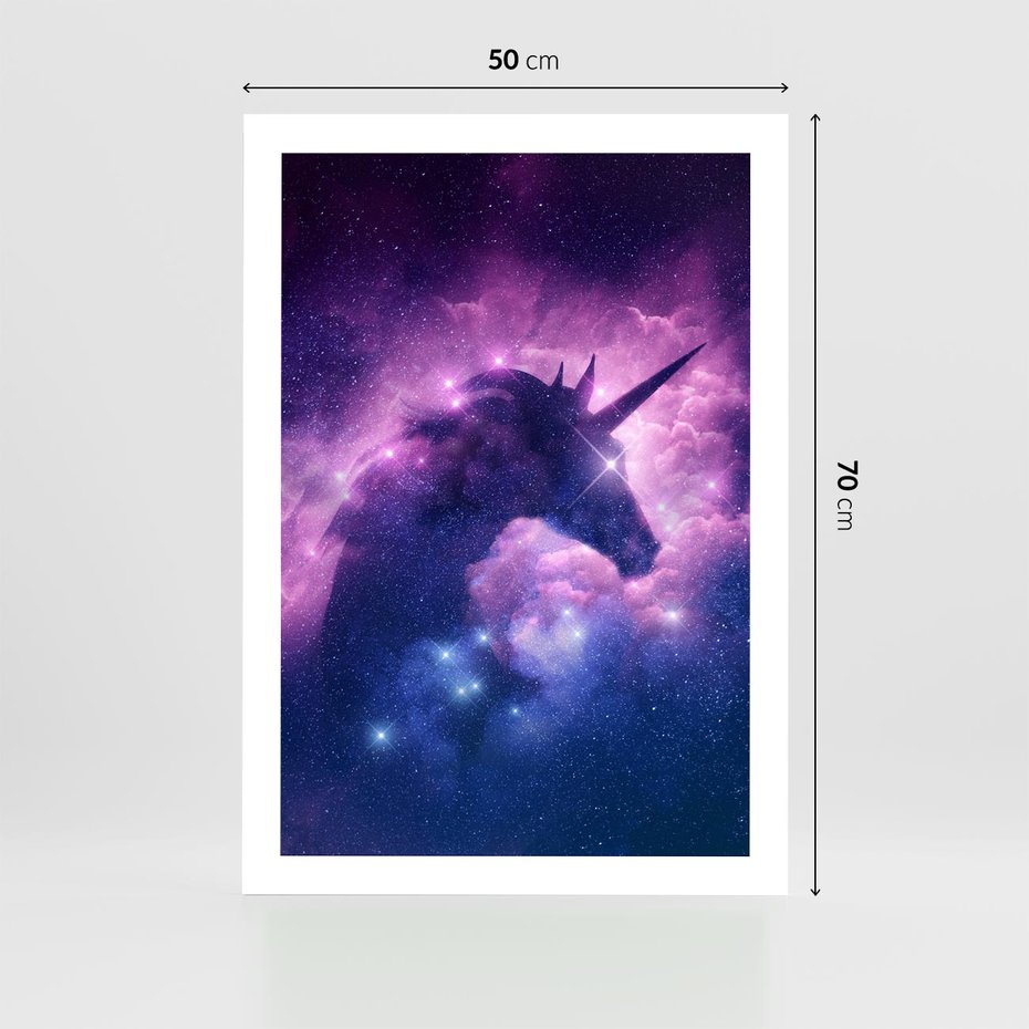 Plakat bez ramy 50x70 - Mityczna podróż - kosmos, jednorożec