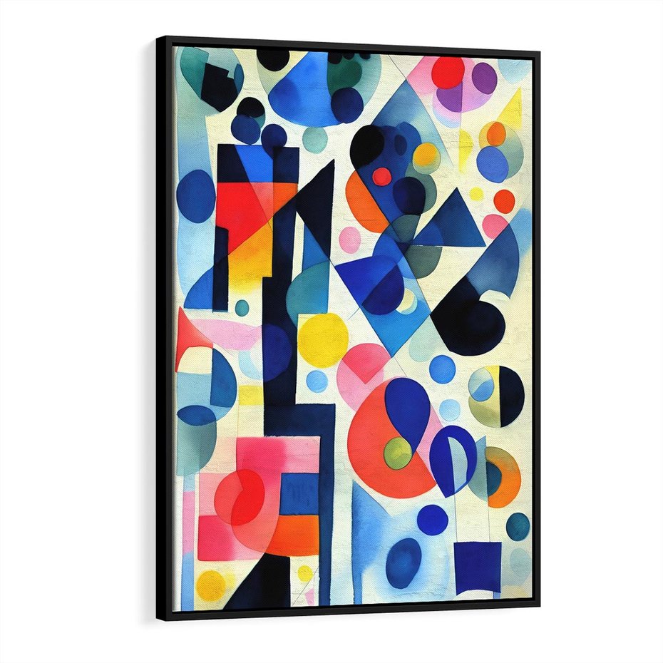 Obraz w ramie 70x100 - Księga Akwarelowych Przeniknięć - abstrakcyjny obraz, różne kolorowe kształty - rama czarna