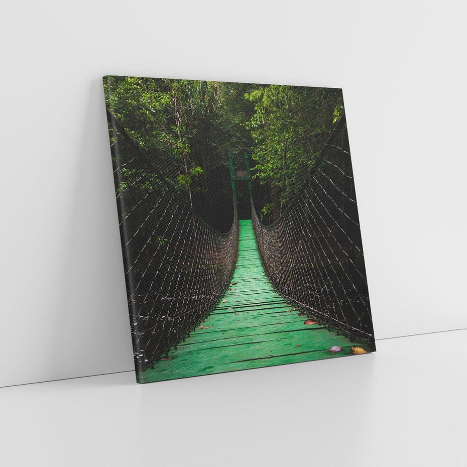 Obraz na płótnie 40x40 - Most linowy w lesie - most, linowy
