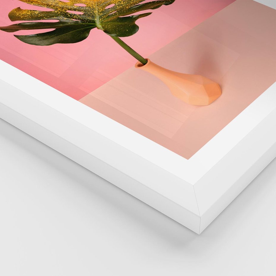 Plakat w ramie 30x40 - Egzotyczna monstera - monstera, liść - rama biała