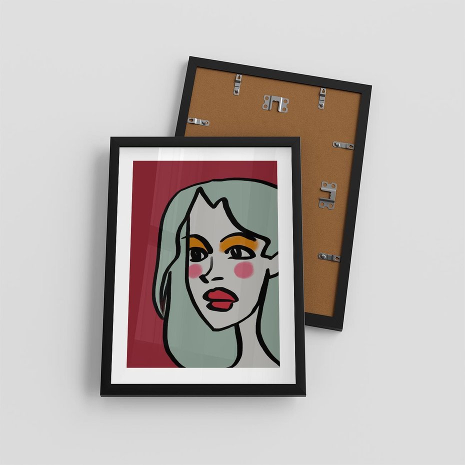 Plakat w ramie 30x40 - Ekspresja Linii - nowoczesny plakat, mocna linie - rama czarna