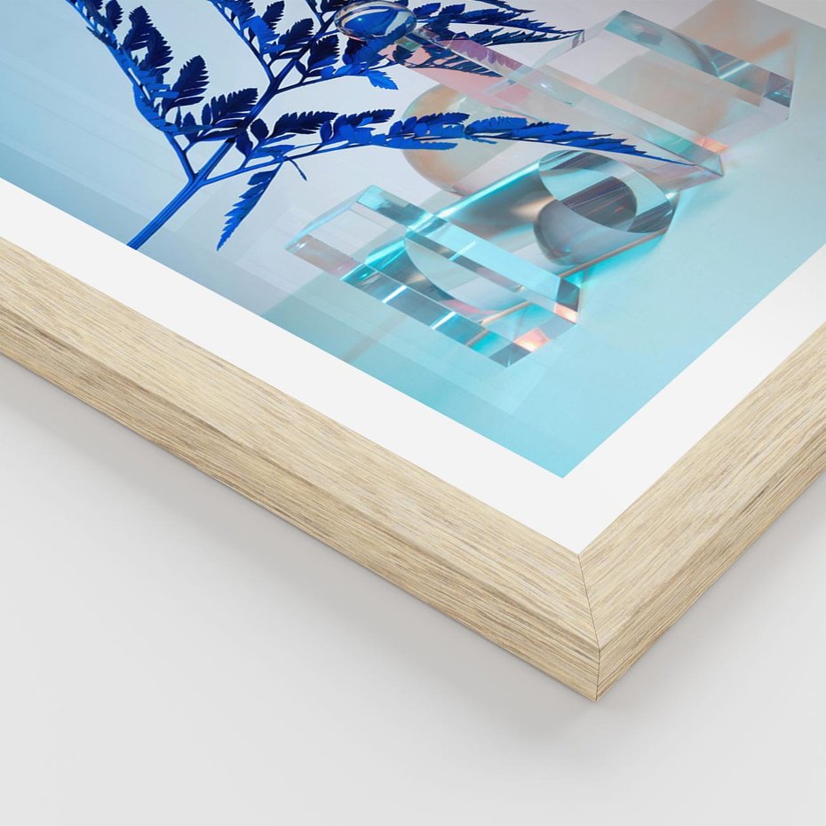 Plakat w ramie 30x40 - Intensywny Kolor Natury - liście, kobalt - rama drewno