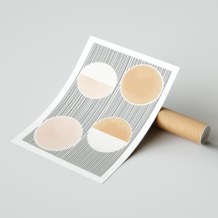 Plakat bez ramy 21x30 - Przenikające Kształty - abstrkacyjna nowoczesna sztuka, koła okręgi