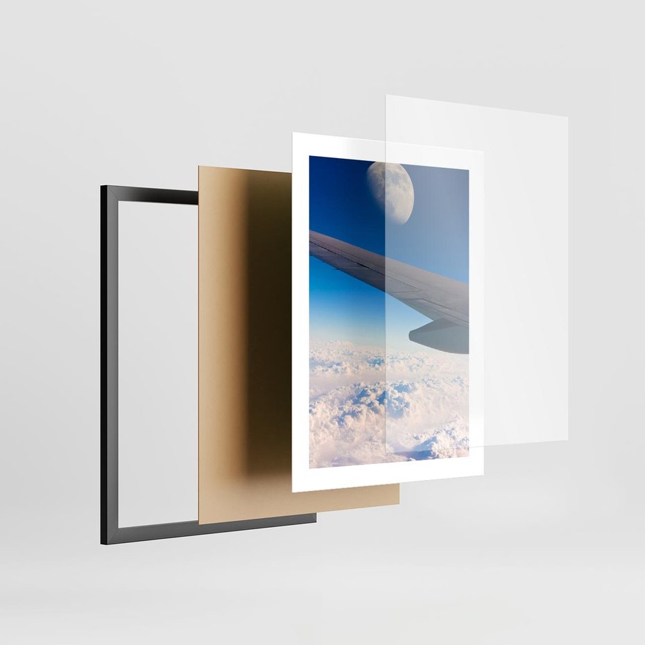 Plakat w ramie 30x40 - Samolot ku Księżycowi - samolot, ksieżyc - rama czarna