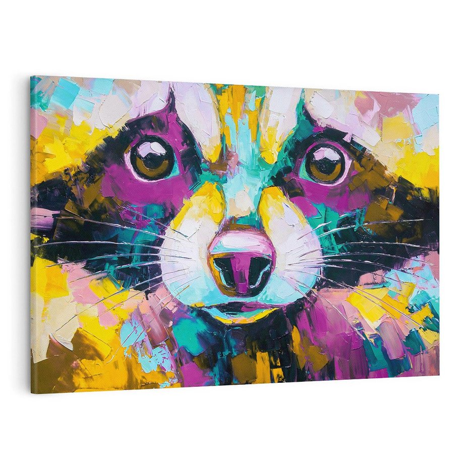 Obraz na płótnie 120x80 - Przebudzenie snu artysty - zbliżenie, kolorowy portret szopa pracza