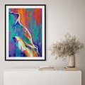 Plakat w ramie 40x50 - Olejne Wibrujące Emocje - abstrakcyjny obraz, różne kolorowe maźnięcia pędzla - rama czarna
