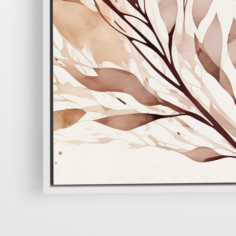 Obraz w ramie 80x120 - Nostalgiczne tańce pędzla - akwarelowe kwiaty, gałęzie - rama biała