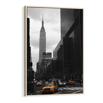 Obraz w ramie 80x120 - Nowy York, taksówka w ruchu - Nowy York, taksówka - rama drewno