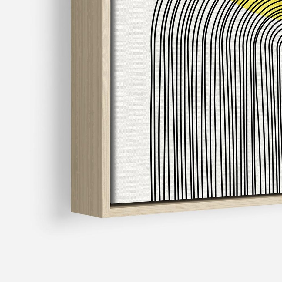 Obraz w ramie 80x80 - Słoneczne Odbicia - geometria, żółte koło - rama drewno