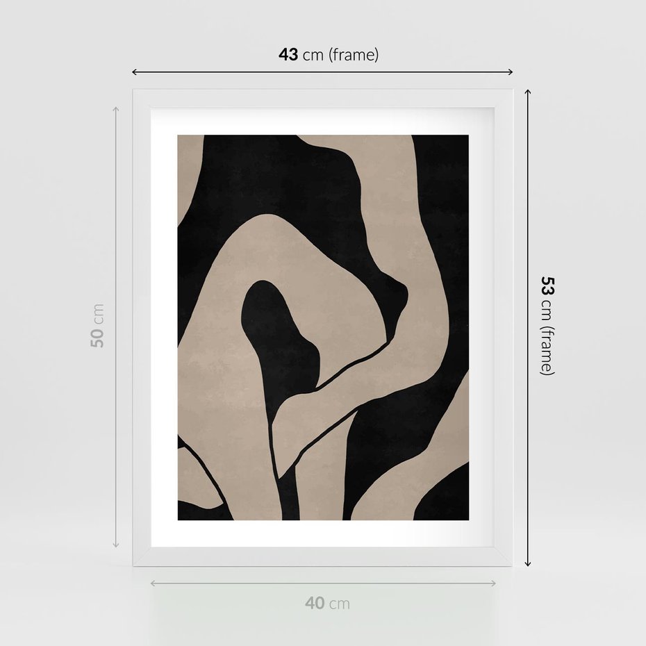 Plakat w ramie 40x50 - Nocne Pochłonięcia - abstrakcyjne linie, mroczny plakat - rama biała