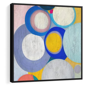 Obraz w ramie 50x50 - Rozkwitająca Symfonia Serca - abstrakcyjne geometryczne kształty, olejny obraz - rama czarna