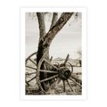 Plakat bez ramy 40x50 - Rustykalna Tradycja - koło starego wozu, rustykalny styl