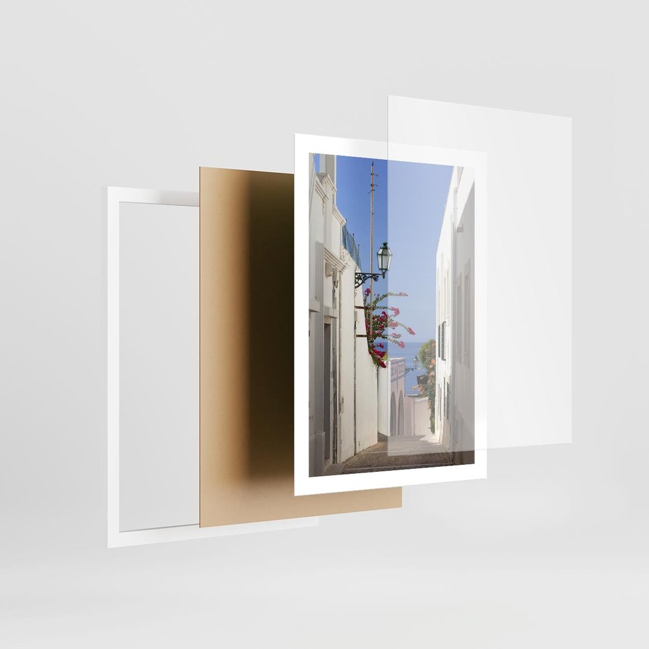Plakat w ramie 50x70 - Podróże w Czasie: Perspektywiczna Uliczka - uliczka, perspektywa - rama biała