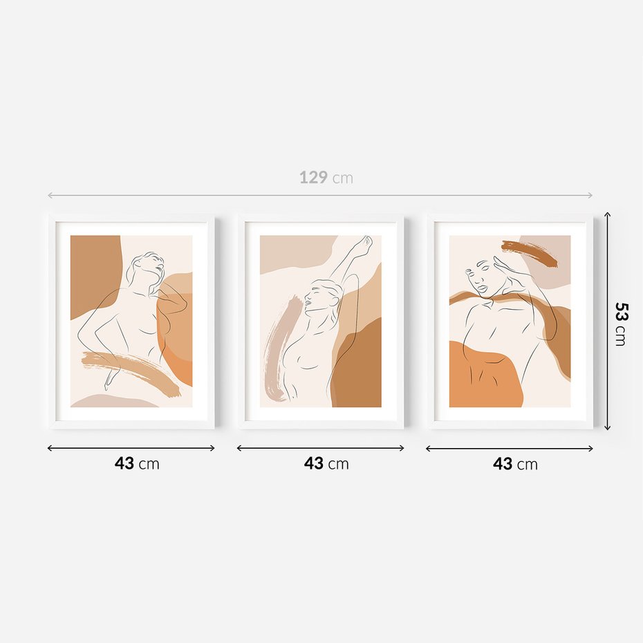 Zestaw obrazy w ramie 40x50 galeria - Kobieta, abstrakcja, one-line, nowoczesny - rama biała