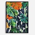 Obraz w ramie 70x100 - Tropikalne Pragnienia - akwarela, liście tropikalne - rama czarna
