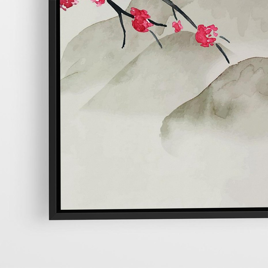 Obraz w ramie 70x50 - Harmonia Japandi - styl japandi, japonia - rama czarna