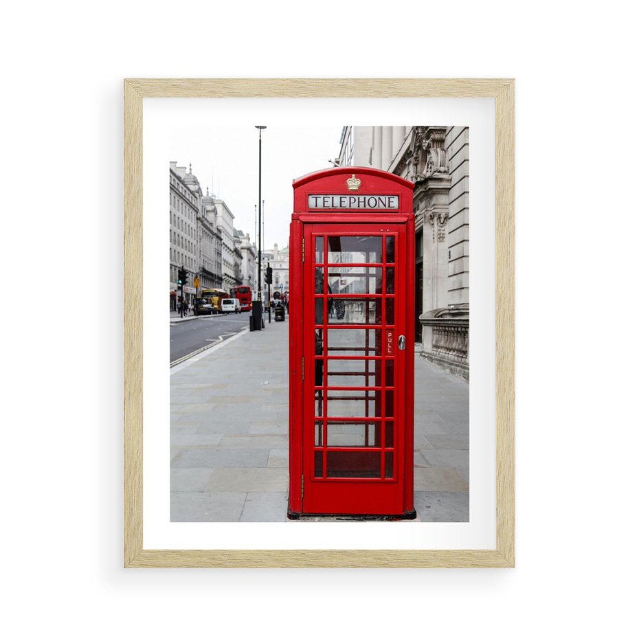 Plakat w ramie 40x50 - Londyńska budka w perspektywie - budka, Londyn - rama drewno