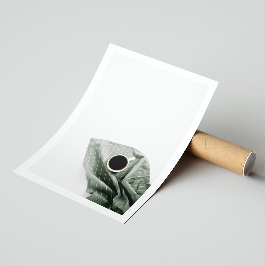 Plakat bez ramy 30x40 - Poranek z Kawą - kawa, biała filiżanka