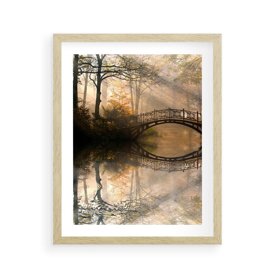 Plakat w ramie 40x50 - Romantyczny Mostek - mostek, romantyczny - rama drewno