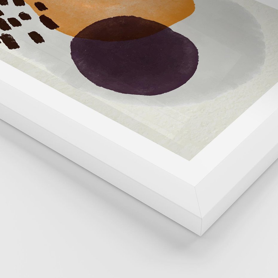 Plakat w ramie 40x50 - Kolorowe Akwarelowe Przenikanie - geometryczne elementy, stonowane ziemiste kolory - rama biała