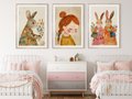 Zestaw obrazy w ramie 50x70 galeria - dla, dzieci, króliki, dziewczynka - rama drewno