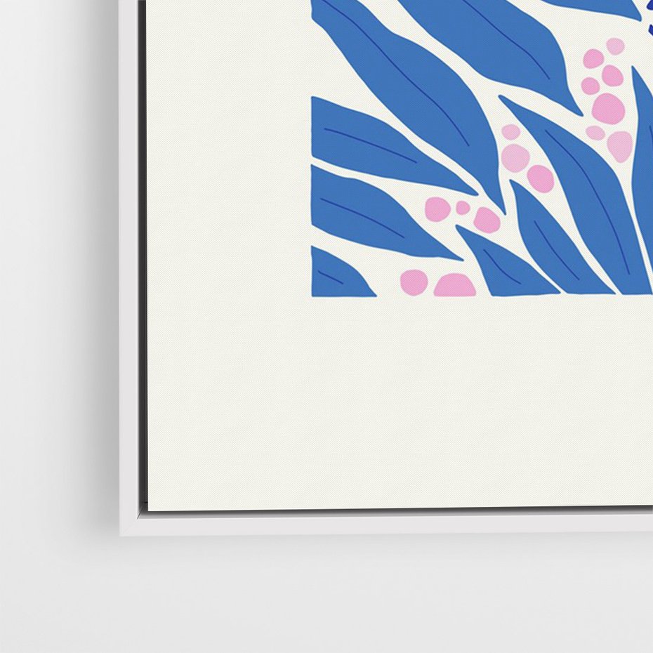 Obraz w ramie 50x70 - Kolorowy Wir - liściasta kompozycja, nowoczesny plakat - rama biała