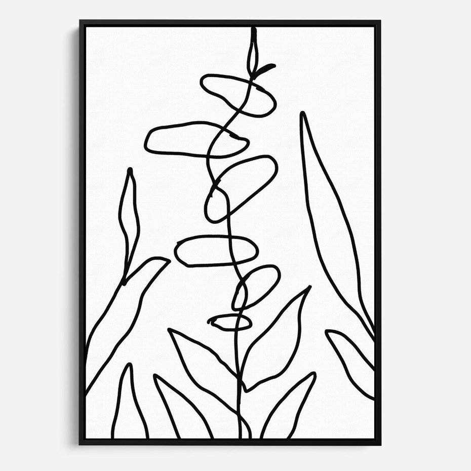 Obraz w ramie 50x70 - Liście Mocy - mroczna sztuka, minimalizm - rama czarna