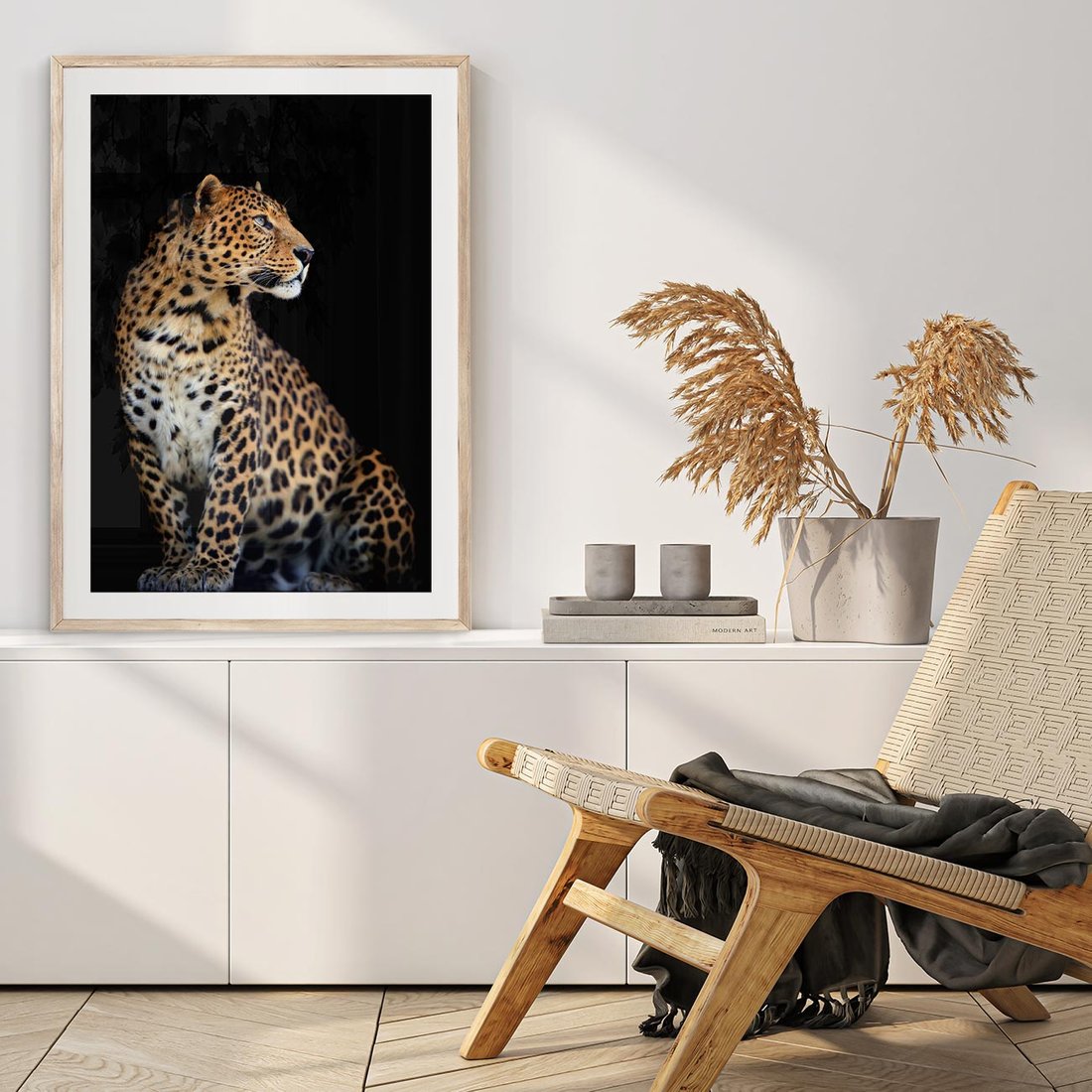 Plakat w ramie 40x50 - Elegancja Jaguarowej Pantery - jaguar, pantera - rama drewno