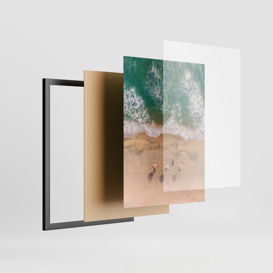 Zestaw obrazy w ramie 30x40 galeria - Plaża, boho, wakacje, morze - rama czarna