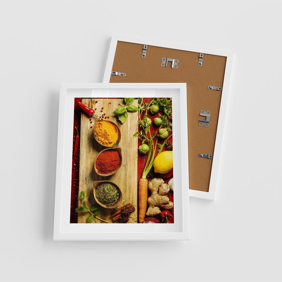 Plakat w ramie 40x50 - Smakowy Zmysł - przyprawy, kuchnia - rama biała