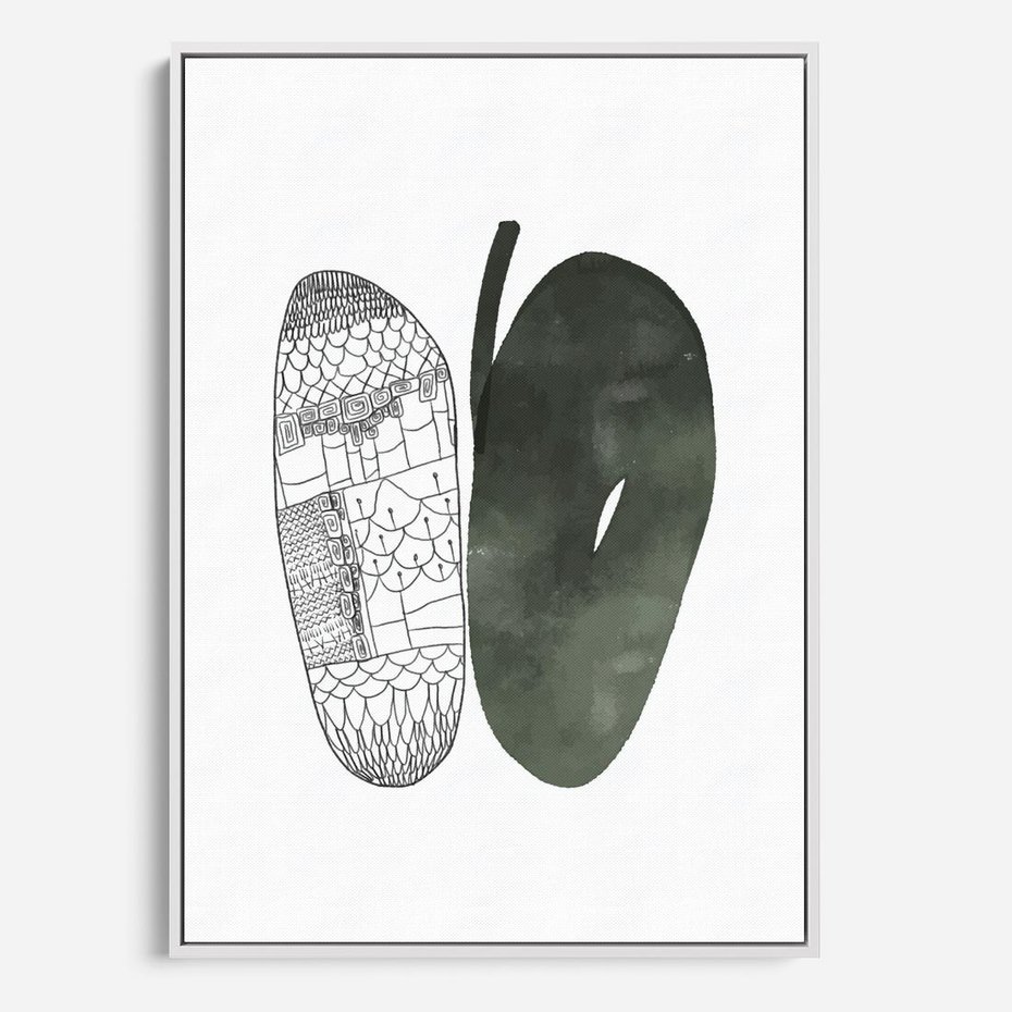 Obraz w ramie 70x100 - Przesunięte Jabłko - minimalistyczny plakat, jabłko - rama biała