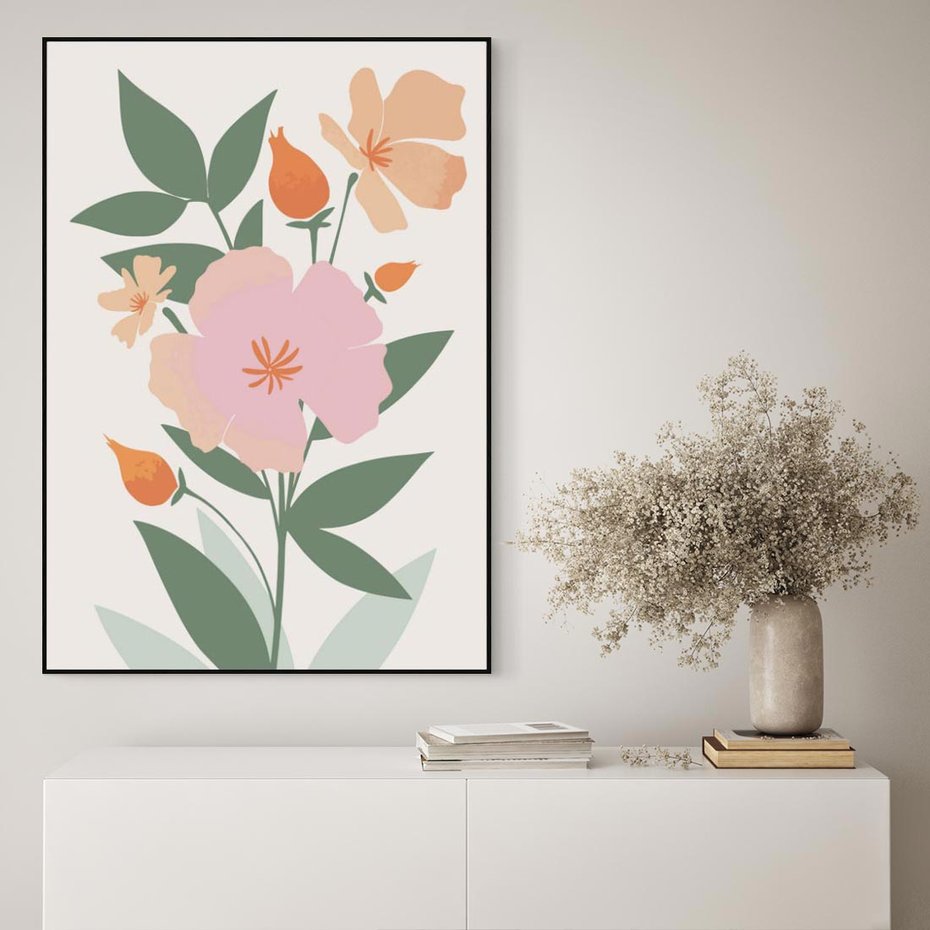 Obraz w ramie 50x70 - Kwiatowe Nastroje - kwiat, sztuka nowoczesna - rama czarna