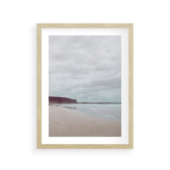 Plakat w ramie 40x50 - Mglista Plaża - plaża, mglisty krajobraz - rama drewno