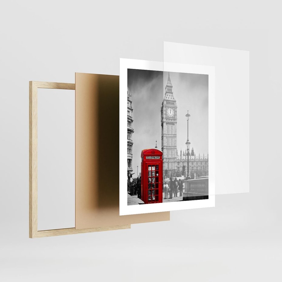 Plakat w ramie 40x50 - Ikoniczny Big Ben w Londynie - Big Ben, Londyn - rama drewno