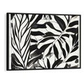 Obraz w ramie 70x50 - Czarne Liście - akwarelowy obraz, czarno biały - rama czarna