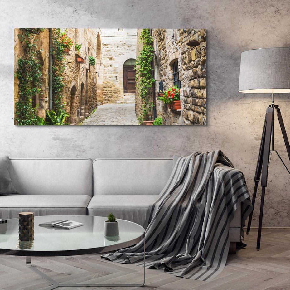 Obraz na płótnie 120x60 - Urok Uliczki we Włoszech - uliczka, Włochy