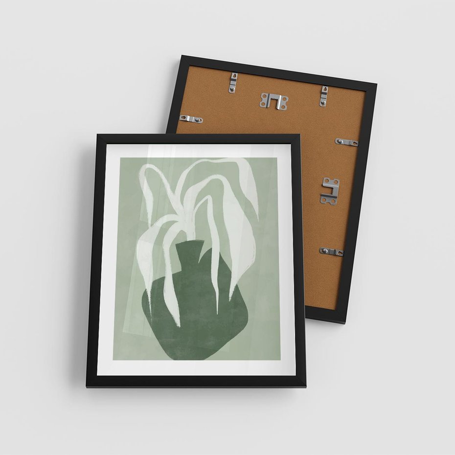 Plakat w ramie 40x50 - Zieleń Pulsującego Spokoju - zielona abstrakcja, zgaszona zieleń - rama czarna