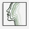 Obraz w ramie 50x50 - Zielony Profil - abstrakcja, zielony portret z profilu - rama czarna