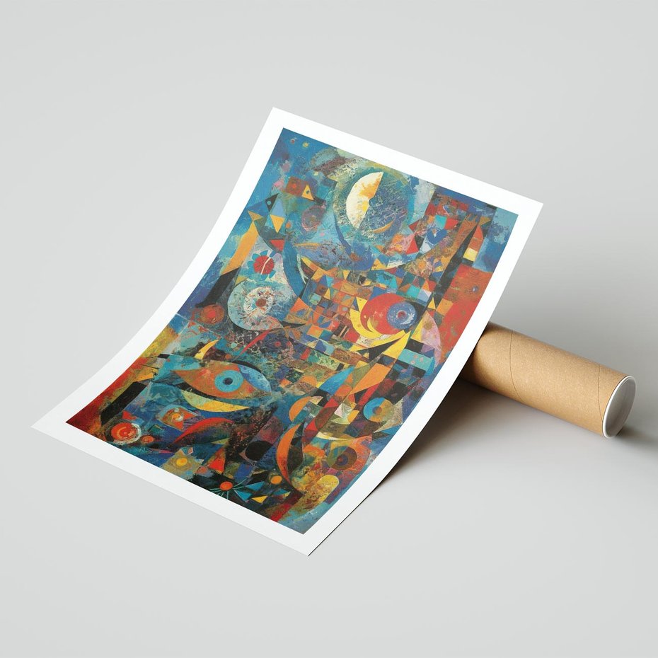 Plakat bez ramy 21x30 - Migotliwe Przesunięcia Konturów - abstrakcyjny obraz, sztuka abstrakcji